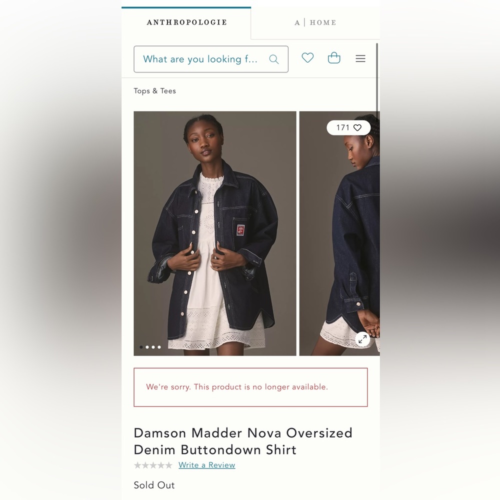 Damson Madder Nova oversized denim button down shirt